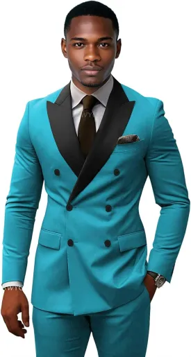 2 Piece Double Breasted Mens Suit for Wedding Formal Slim Fit Suits for Men Double Breasted Groom Suit for Prom