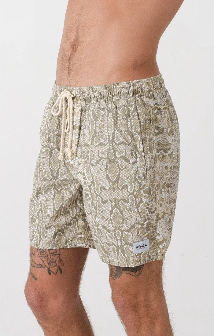 Afends Mens Baywatch - Albino - Elastic Waist Swim Shorts