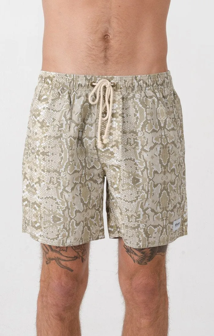 Afends Mens Baywatch - Albino - Elastic Waist Swim Shorts