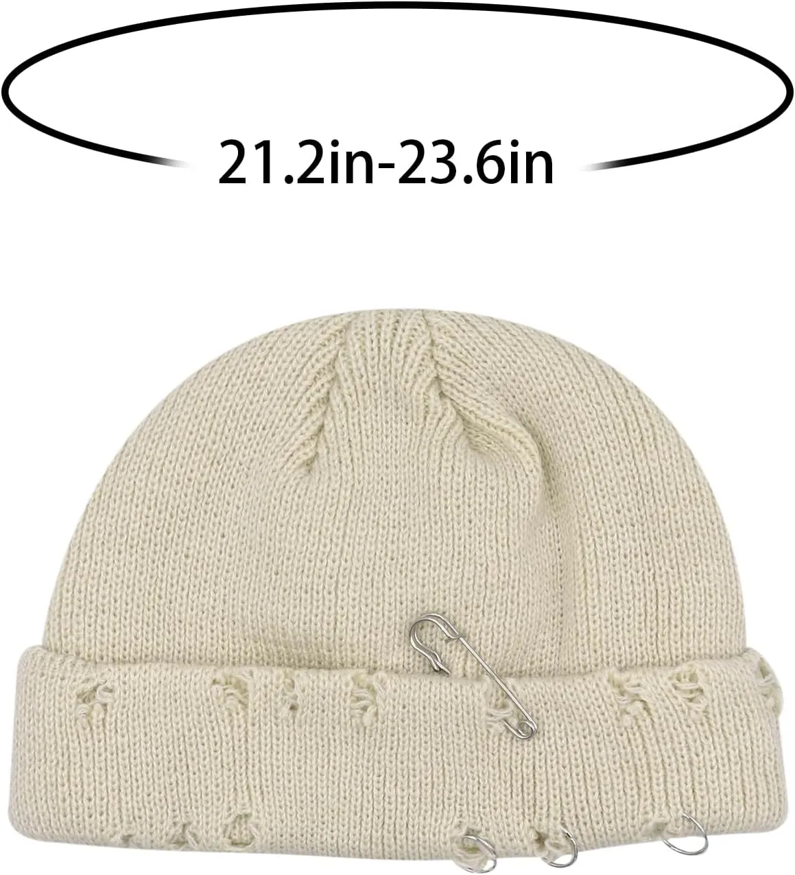 AIBEARTY Swag Short Fisherman Beanie for Men Women Rolled Cuff Beanie Skull Caps Wool Knit Winter Ski Hat with O Rings