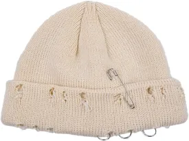 AIBEARTY Swag Short Fisherman Beanie for Men Women Rolled Cuff Beanie Skull Caps Wool Knit Winter Ski Hat with O Rings