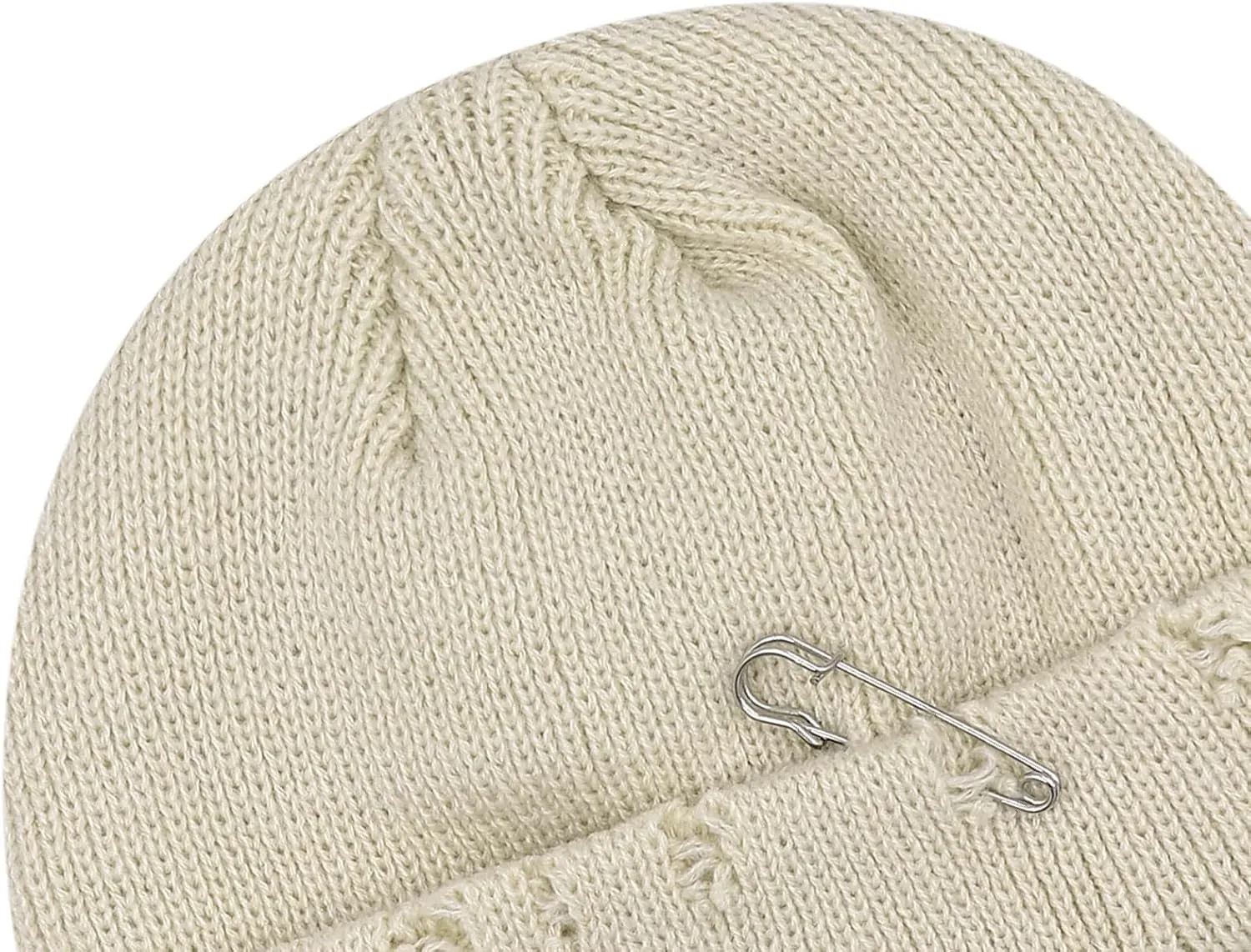 AIBEARTY Swag Short Fisherman Beanie for Men Women Rolled Cuff Beanie Skull Caps Wool Knit Winter Ski Hat with O Rings