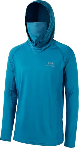 BASSDASH UPF 50  Mens Long Sleeve Fishing Shirt with Mask UV Neck Gaiter Hoodie