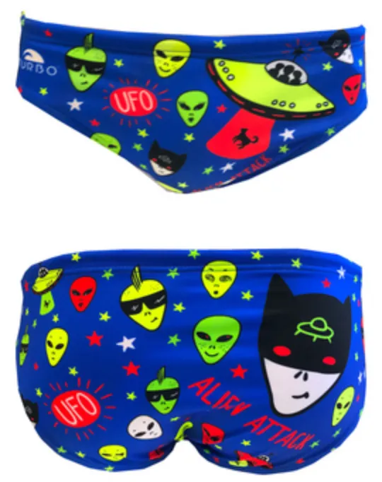 Boys Swimming Trunks - Alien Attack (Royal)