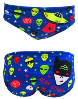 Boys Swimming Trunks - Alien Attack (Royal)
