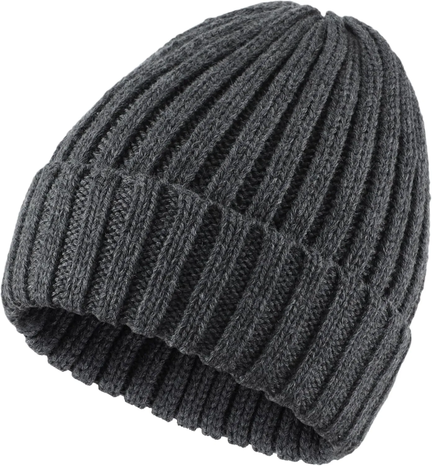 Connectyle Women's Rib Knit Cuffed Beanie Hat Stretch Acrylic Winter Hat Thick Warm Snow Ski Cap