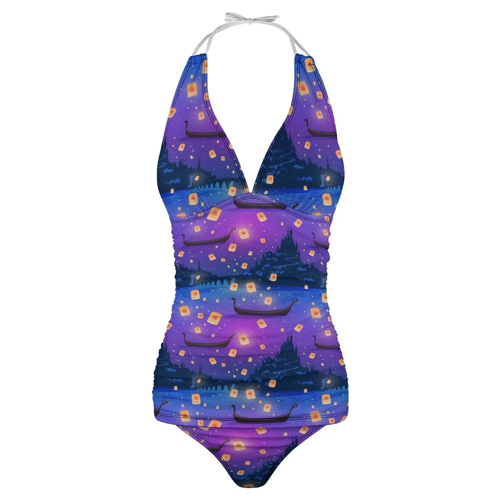 Disney Tangled Rapunzel Floating Lanterns Women's Split Swimsuit