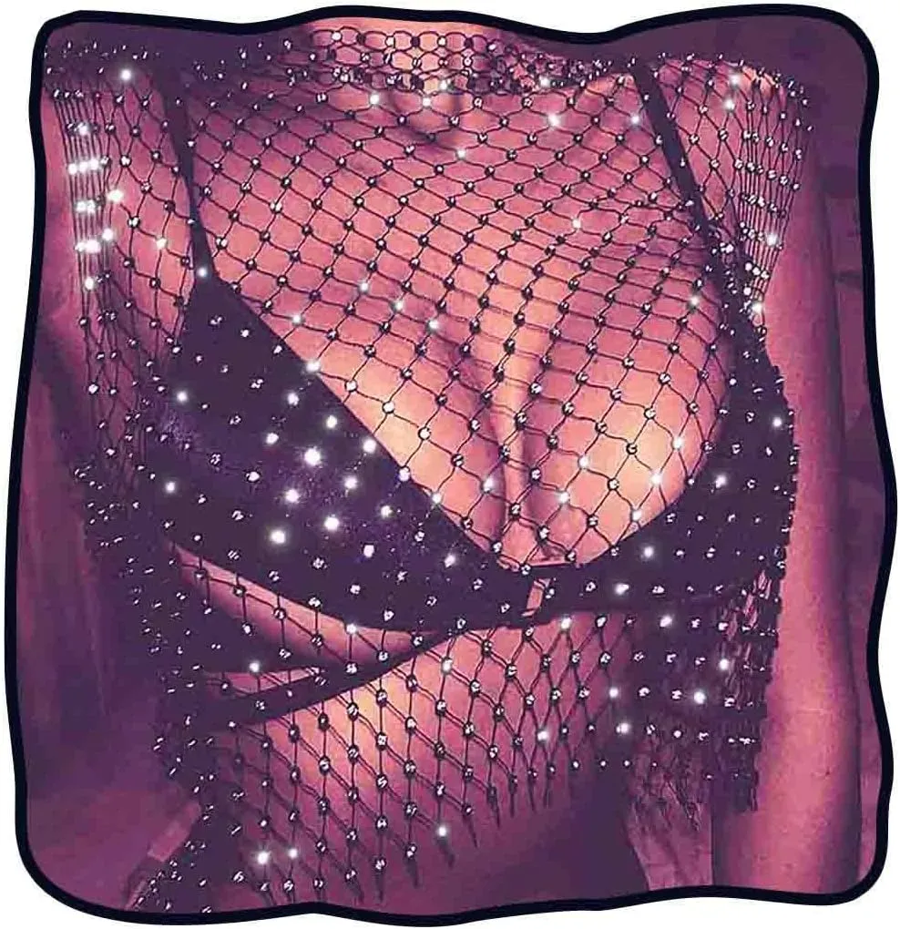 DRESBE Rhinestone Mesh Body Chains Hollow Tank Tops Bikini Crop Top Party Body Jewelry Accessories for Women and Girls