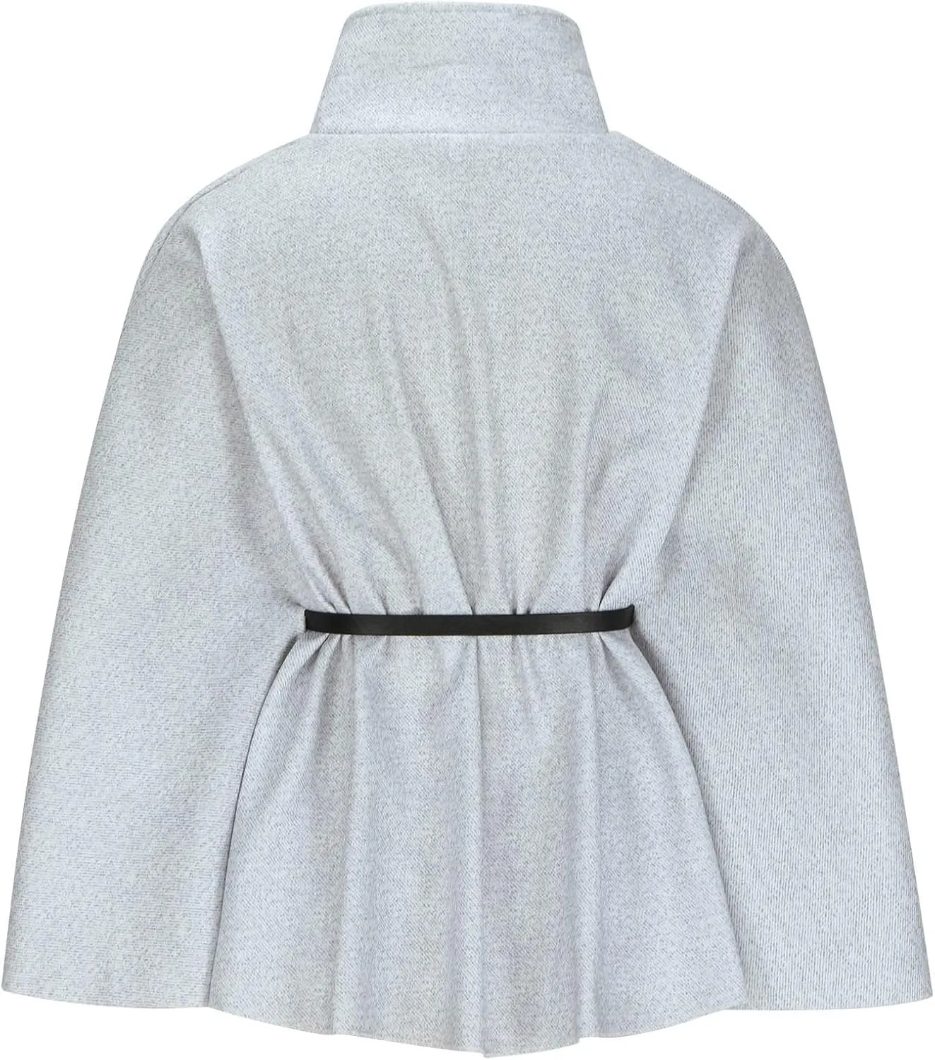 HGps8w Winter Coats for Women Elegant Stand Collar Wool Blend Batwing Poncho Cape Jacket Outerwear with Belt