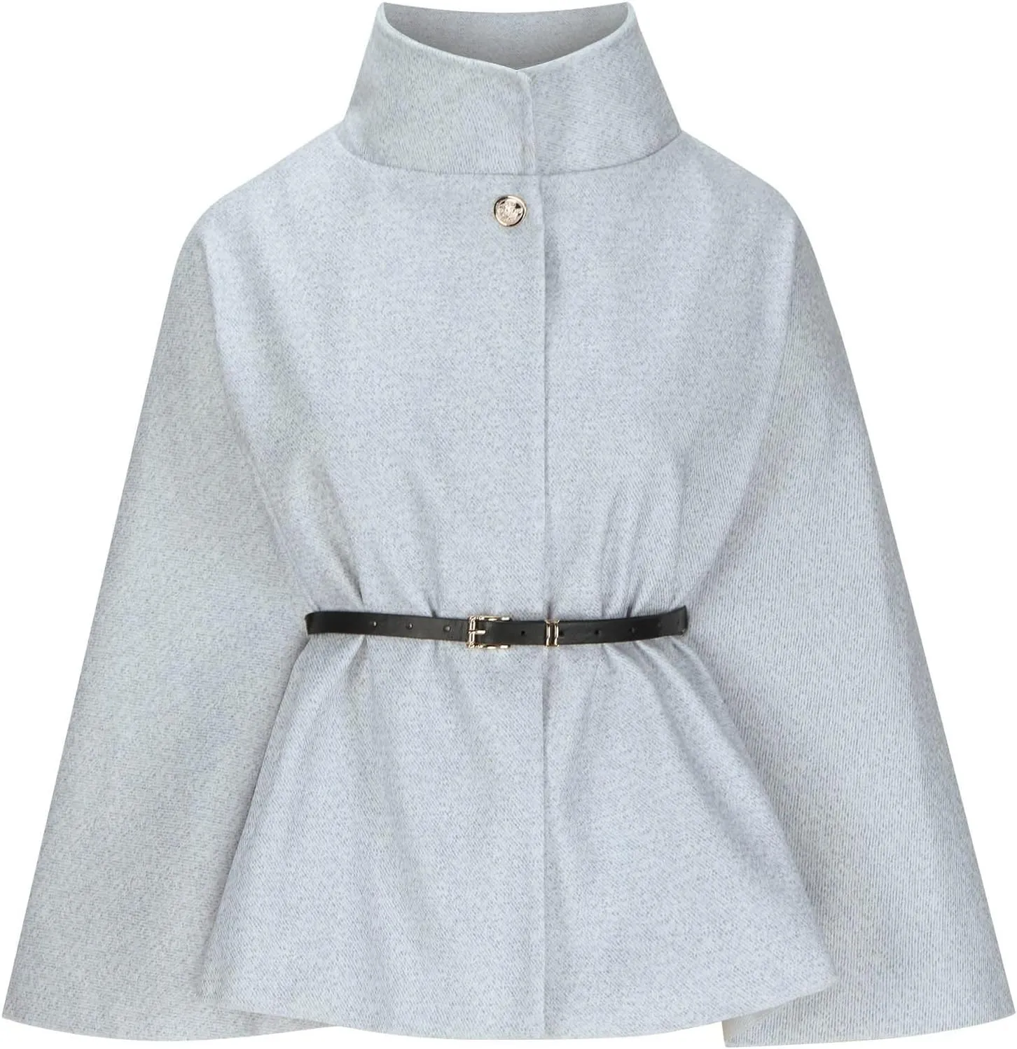 HGps8w Winter Coats for Women Elegant Stand Collar Wool Blend Batwing Poncho Cape Jacket Outerwear with Belt