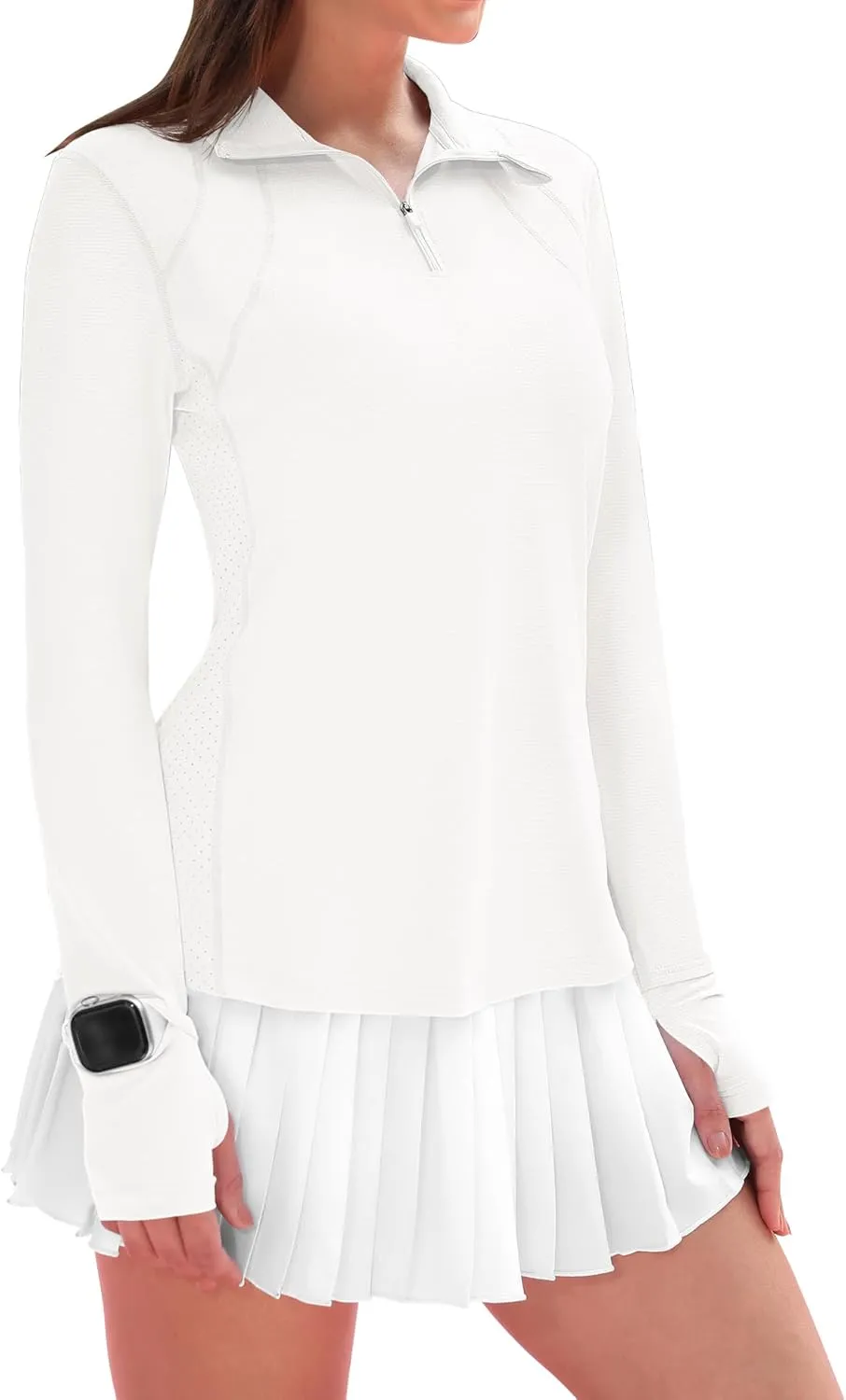 IECCP Womens Long Sleeve Shirts Sun Protection Quarter Zip Pullover Summer Quick Dry Athletic Hiking Running Workout Tops