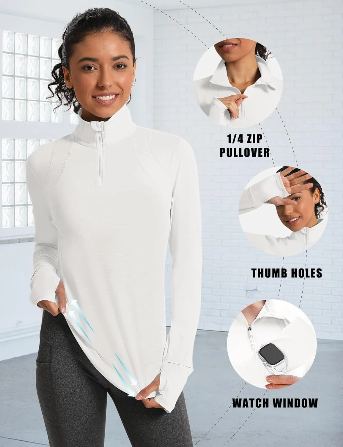 IECCP Womens Long Sleeve Shirts Sun Protection Quarter Zip Pullover Summer Quick Dry Athletic Hiking Running Workout Tops