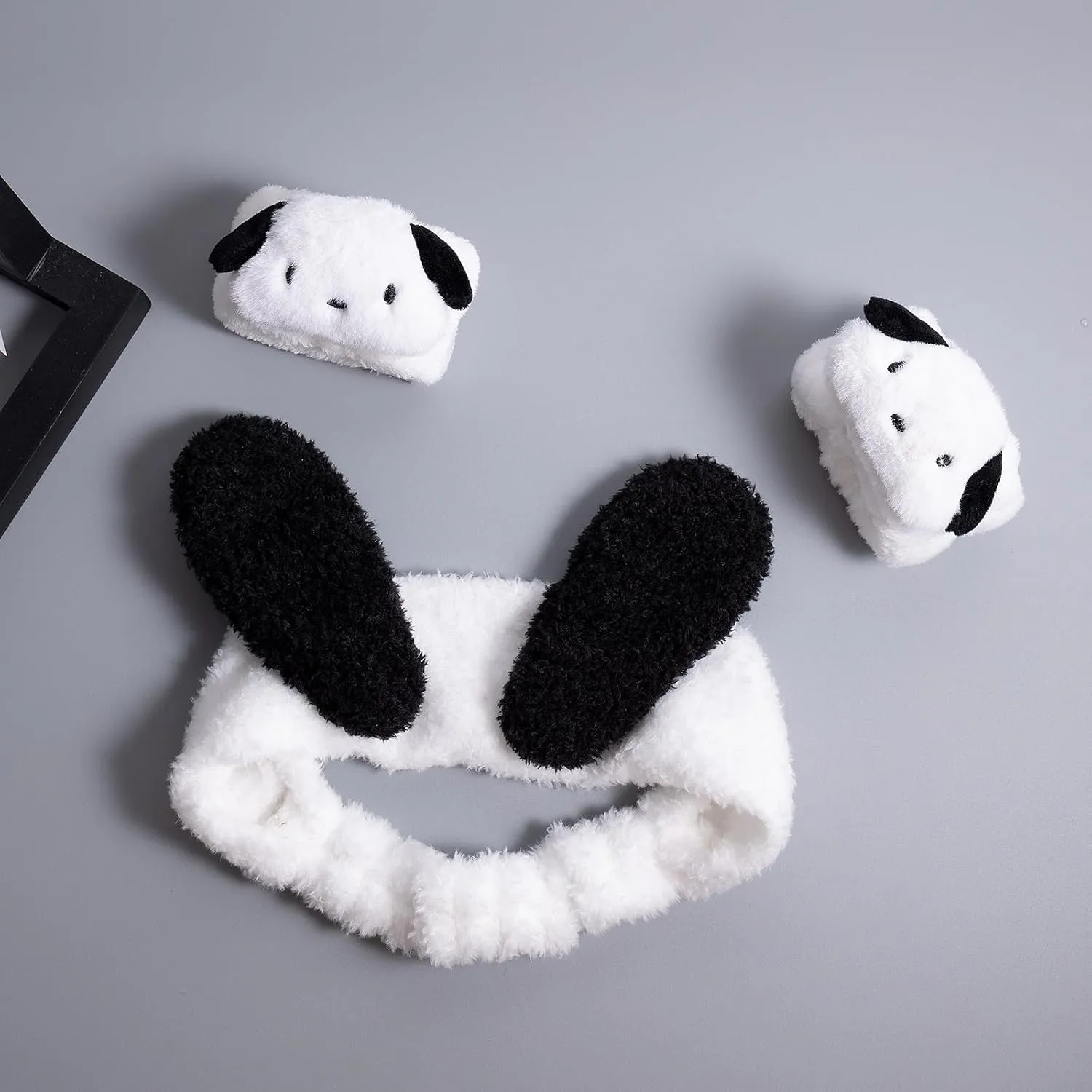 Kawaii Dog Ears Face Wash Headband with Matching Spa Wristbands Cuff Hair Scrunchy for Women Girls Makeup Beauty Skincare Headwrap Kids Cute Cartoon Costume Accessory