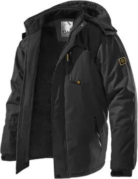 Men's Winter Ski Jacket Warm Fleece Waterproof Outdoor Mountain Hiking Windbreaker Hooded Snow Rain Coat