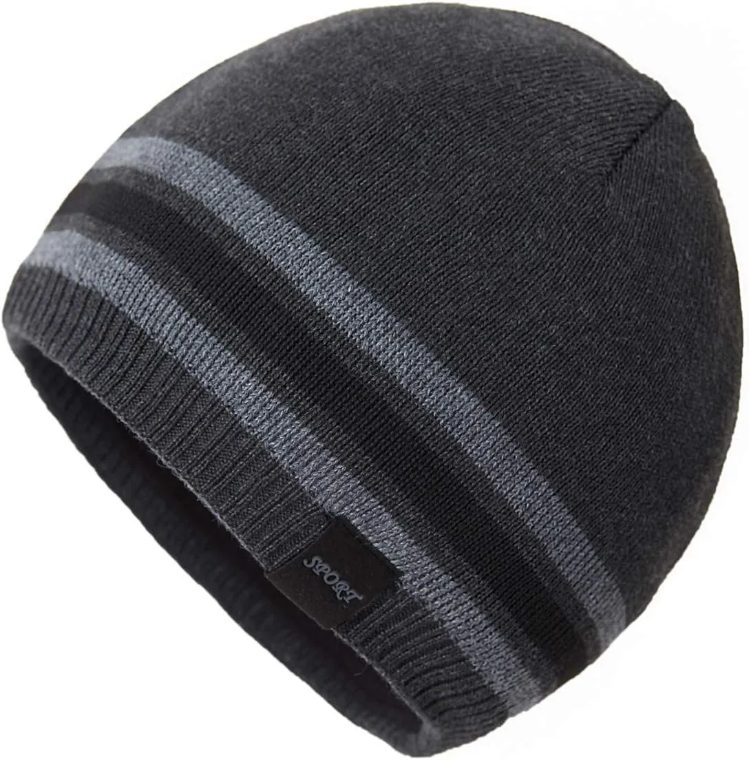Mens Winter Warm Knitting Hats Plain Skull Beanie Cuff Toboggan Knit Cap