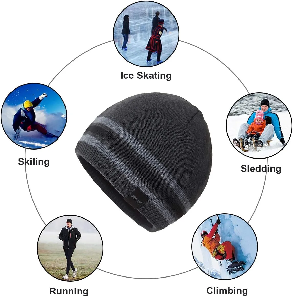Mens Winter Warm Knitting Hats Plain Skull Beanie Cuff Toboggan Knit Cap