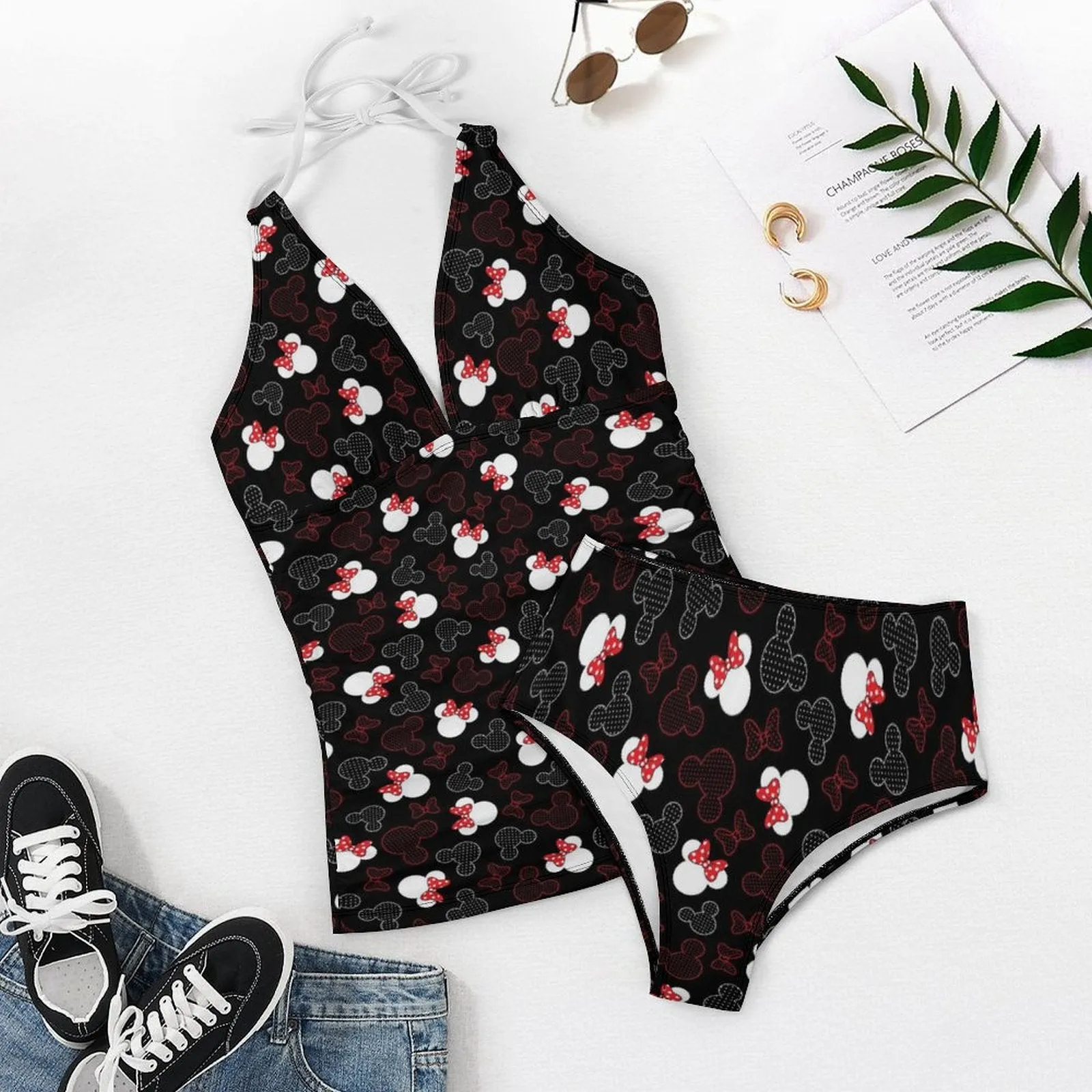 Mickey And Minnie Dots Women's Split Swimsuit