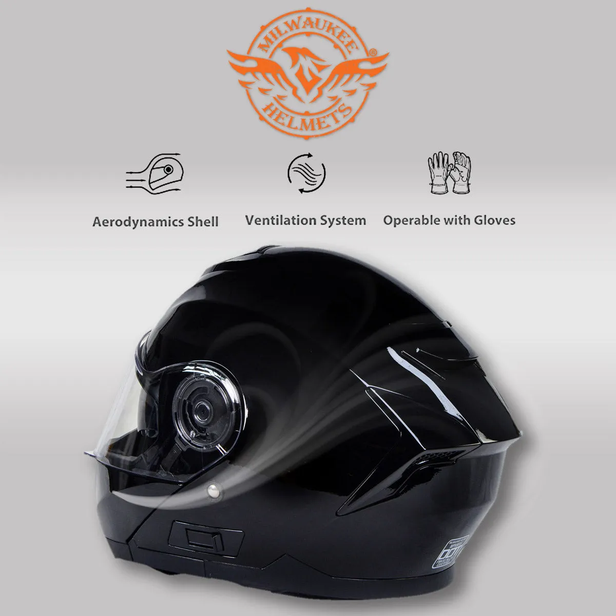 Milwaukee Helmets MPH9815DOT 'Breeze' Gloss Black Advanced Motorcycle