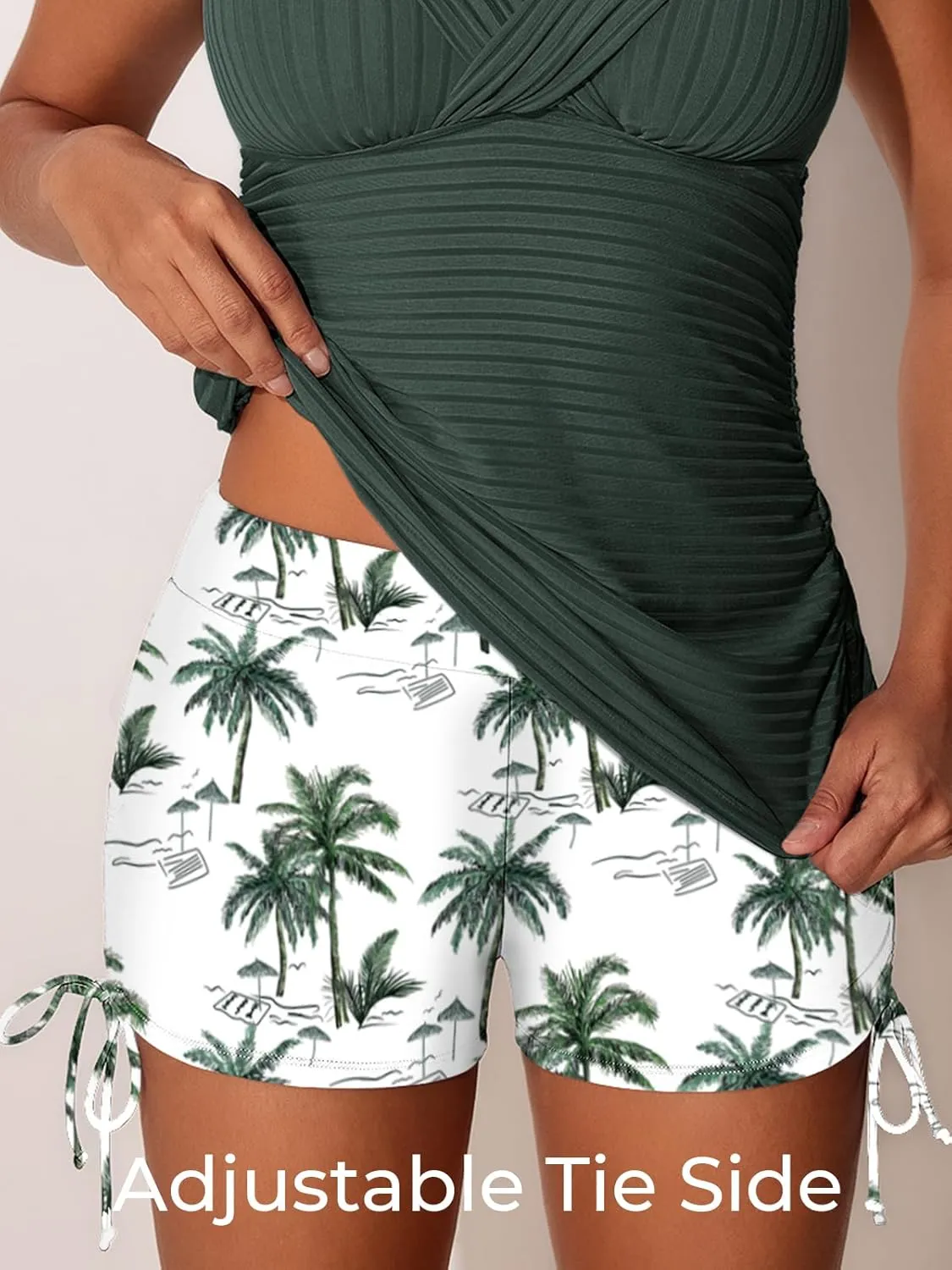 MiYang Twist Front Tankini Swimsuits for Women 2025 Flattering Tummy Control Ribbed Two-Piece Bathing Suits