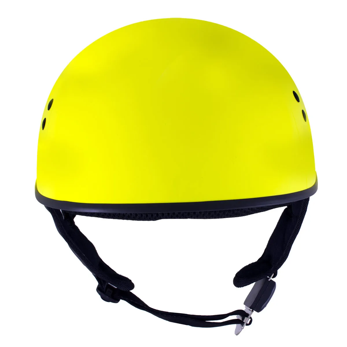 Outlaw T68 'The O.G.' Hi-Vis Yellow Advanced Motorcycle Skull Cap Half DOT Helmet