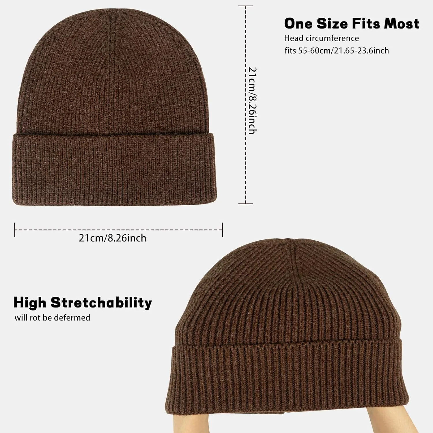 Rosoz 1 & 2 Packs Beanie for Men Women Warm Winter Hats Knit Acrylic Soft Cuffed Beanies Cap Daily Beanie Hat Unisex