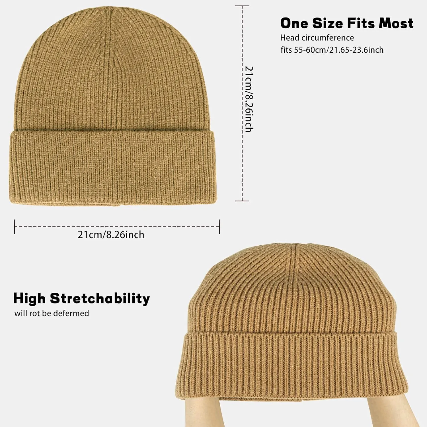 Rosoz 1 & 2 Packs Beanie for Men Women Warm Winter Hats Knit Acrylic Soft Cuffed Beanies Cap Daily Beanie Hat Unisex