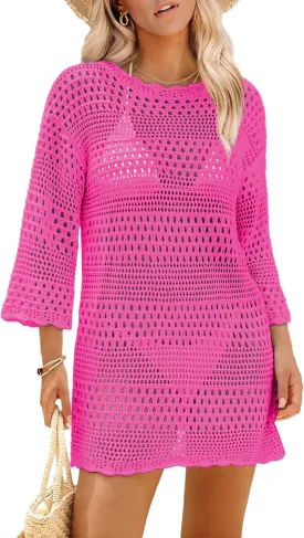 SAMPEEL Swimsuit Coverup for Women Beach Vacation Clothes Bathing Suit Cover Up Crochet Dresses Summer Cruise Outfits 2025