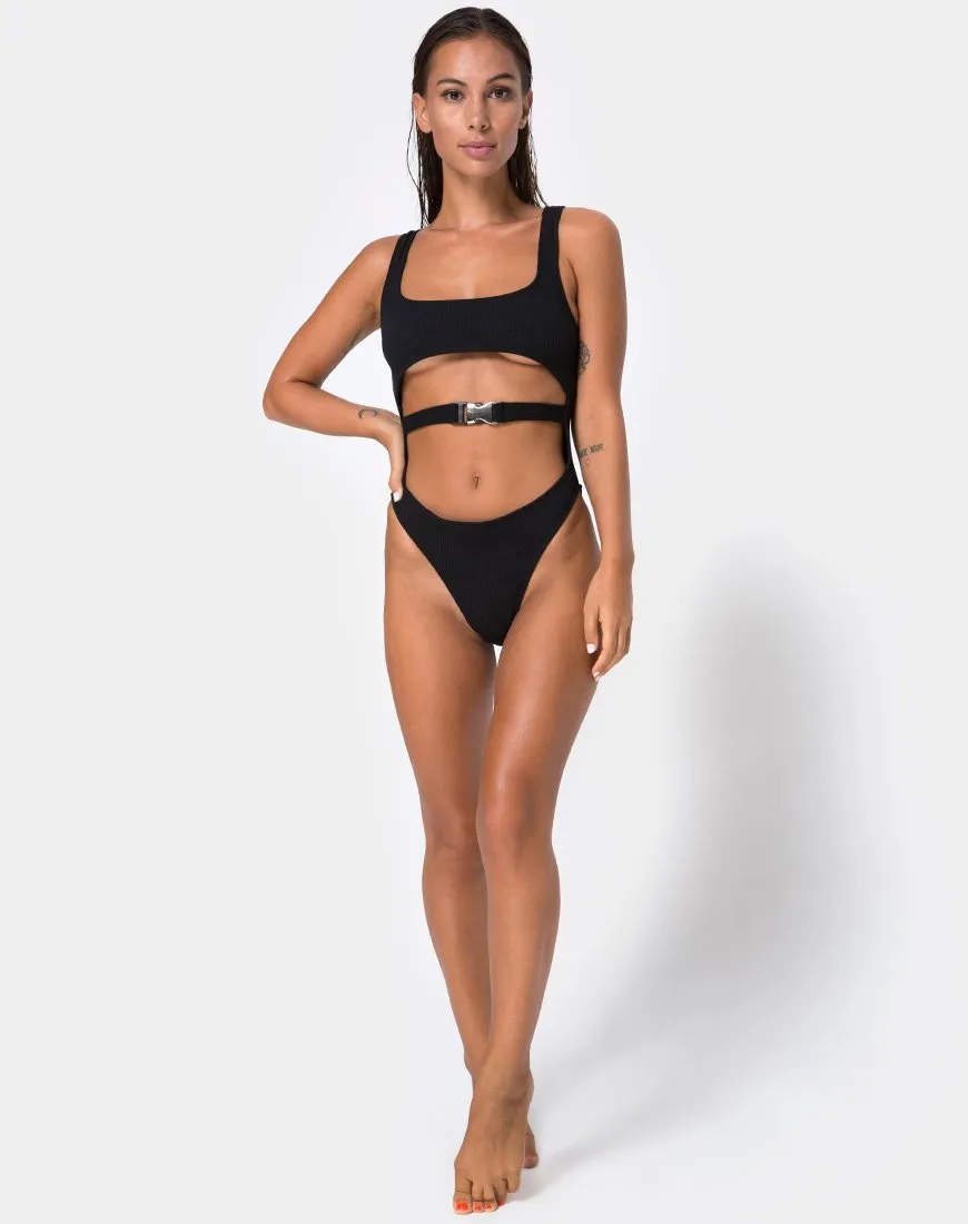 Shila Cutout Swimsuit in Black Buckle