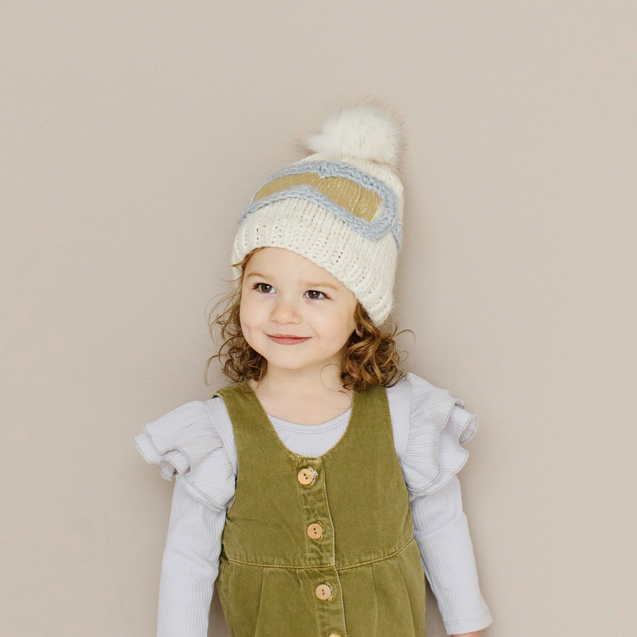 Ski Goggles Beanie, Cream