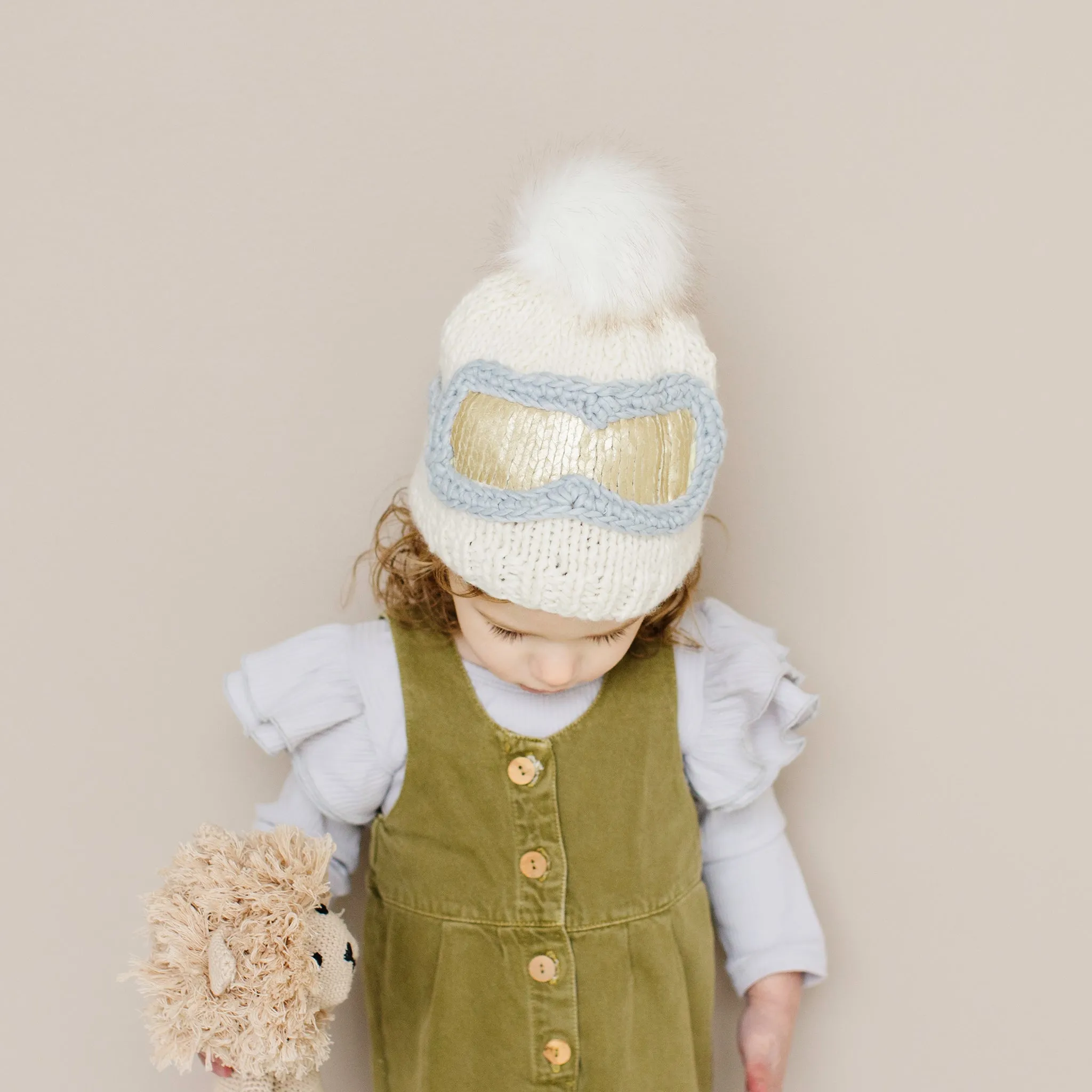 Ski Goggles Beanie, Cream