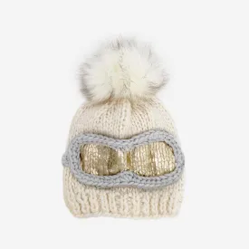 Ski Goggles Beanie, Cream