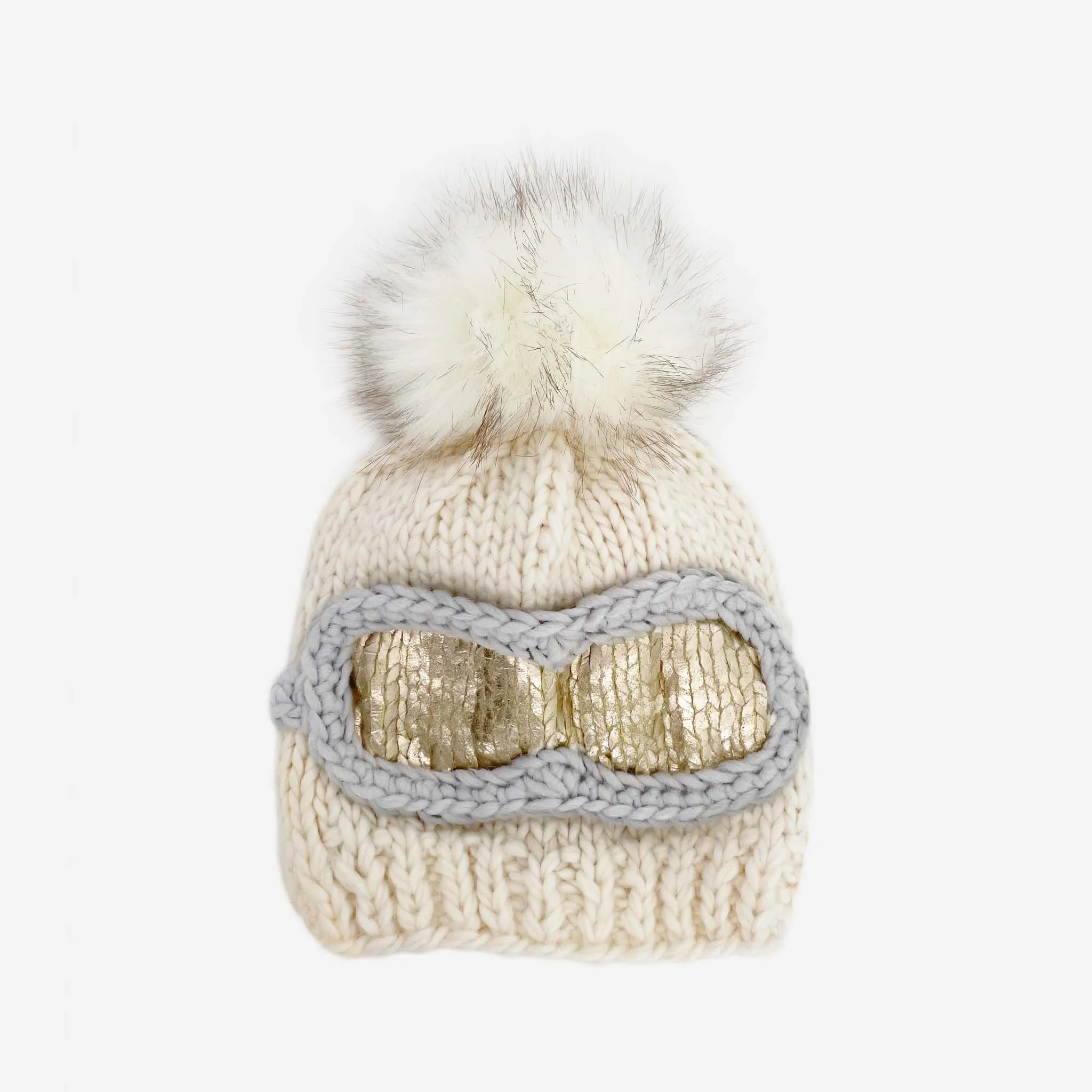 Ski Goggles Beanie, Cream