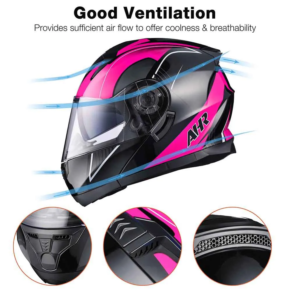 TheLAShop Modular Helmet RUN-M3 Flip Up DOT Black Pink