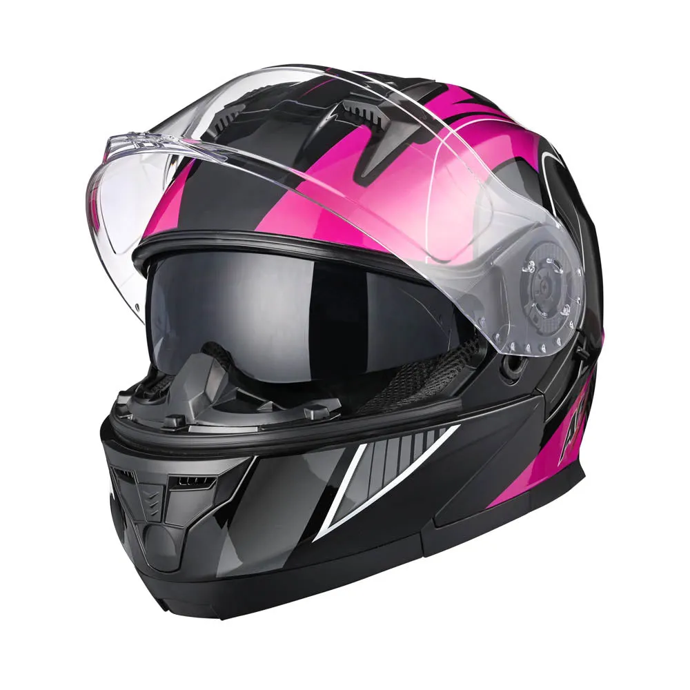 TheLAShop Modular Helmet RUN-M3 Flip Up DOT Black Pink
