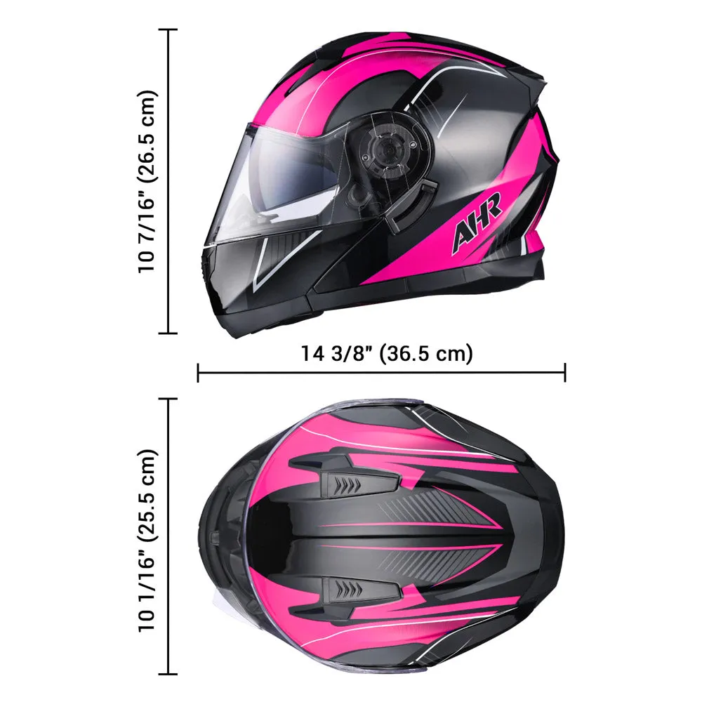 TheLAShop Modular Helmet RUN-M3 Flip Up DOT Black Pink