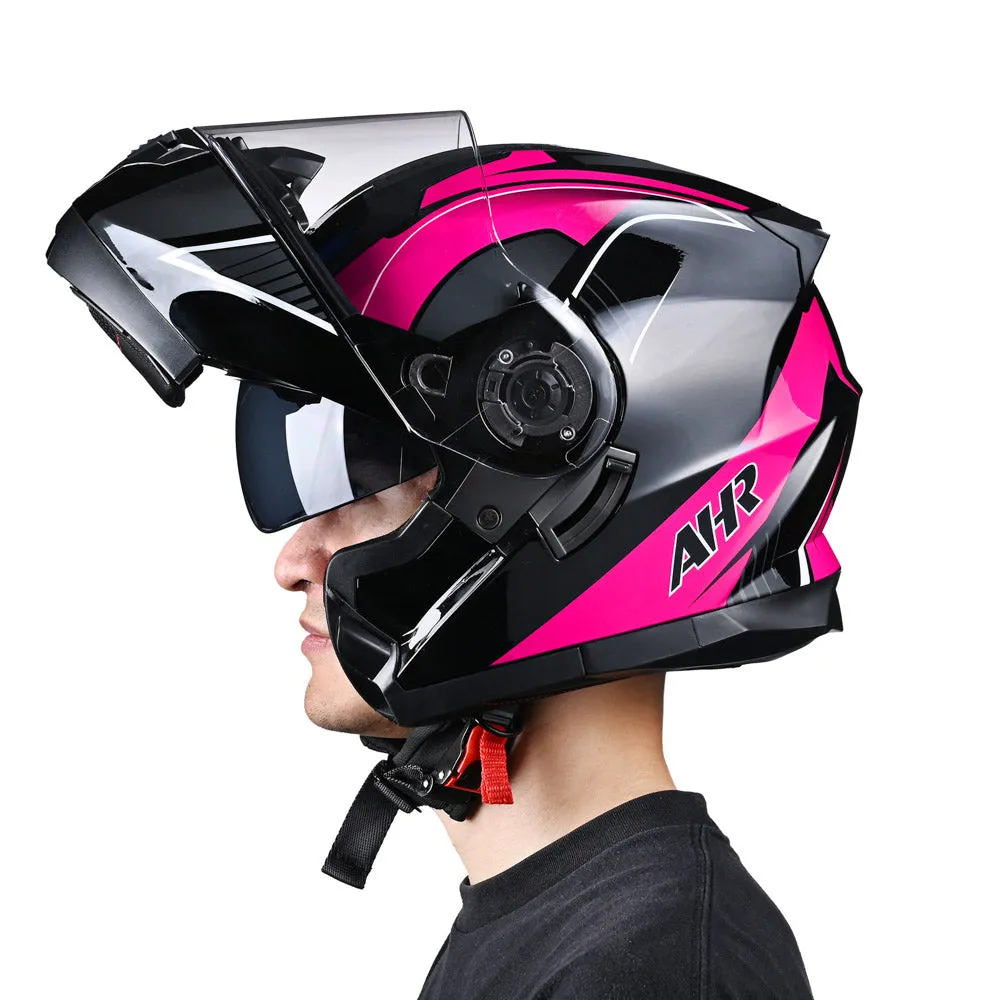 TheLAShop Modular Helmet RUN-M3 Flip Up DOT Black Pink