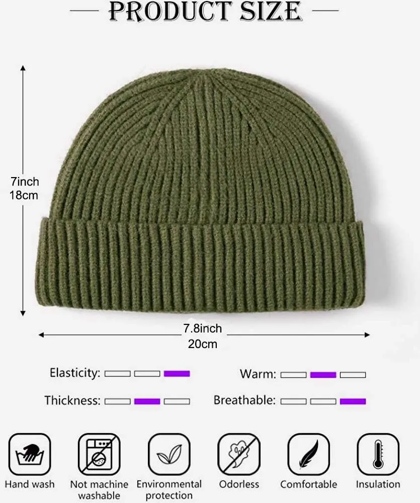 Trawler Beanie Watch Hat Roll-up Edge,Fisherman Ski Winter Warm Knit Caps Unisex