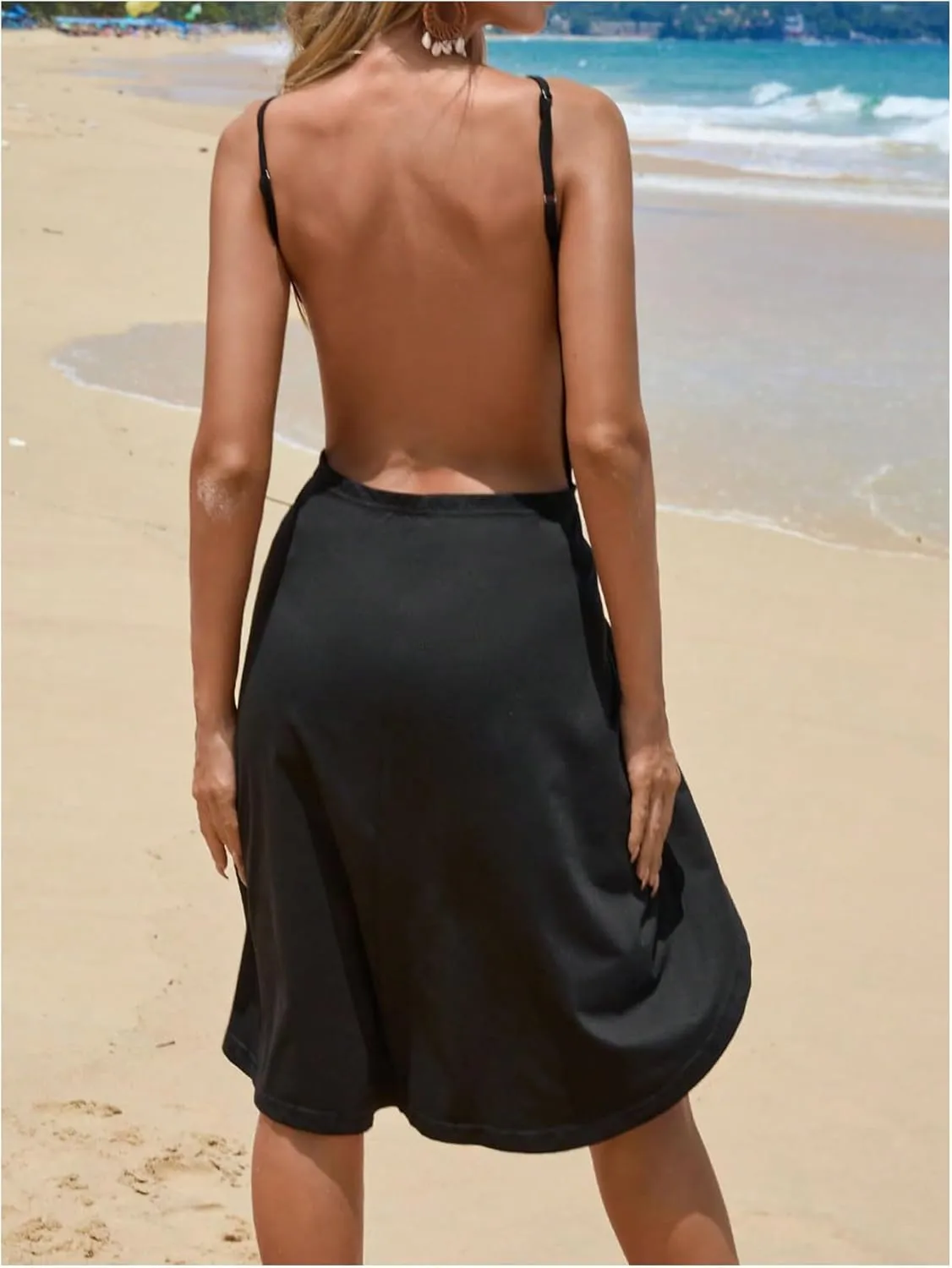 Verdusa Women's Sarong Wraps Bathing Suit Beach Cover Up Sleeveless Kimono Dress