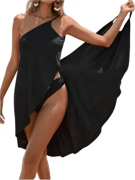 Verdusa Women's Sarong Wraps Bathing Suit Beach Cover Up Sleeveless Kimono Dress