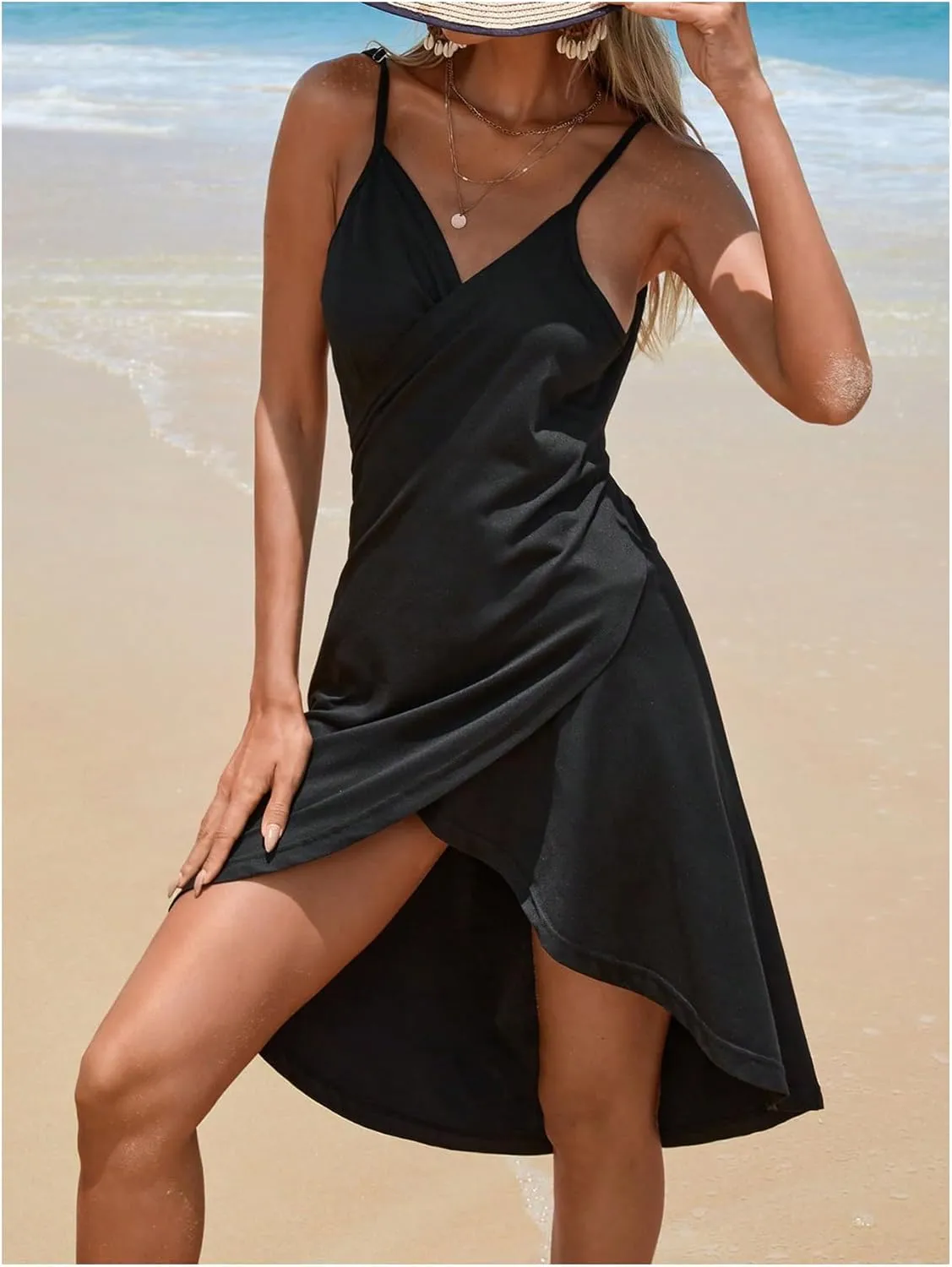 Verdusa Women's Sarong Wraps Bathing Suit Beach Cover Up Sleeveless Kimono Dress