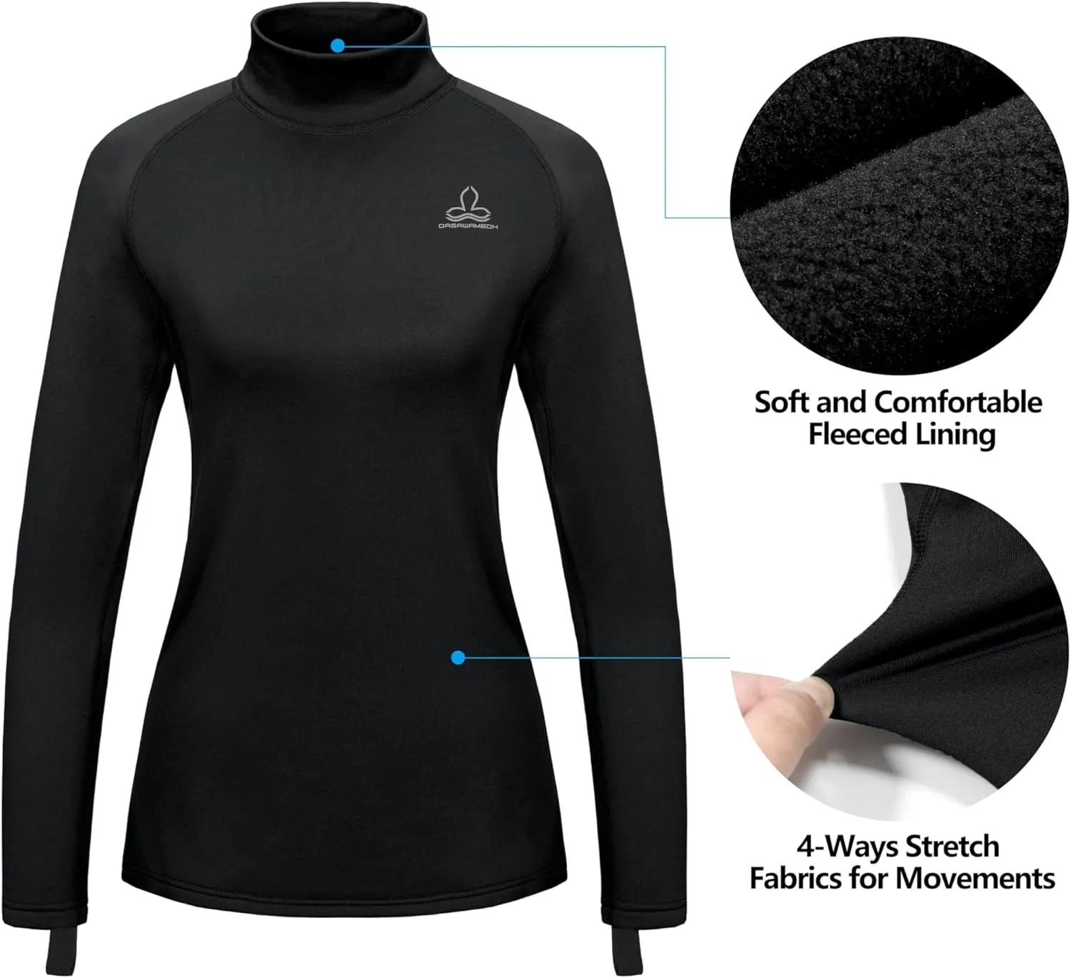 Women's Fleece Thermal Underwear Set Lightweight Warm Base Layers Long Johns for Hiking Skiing Diving