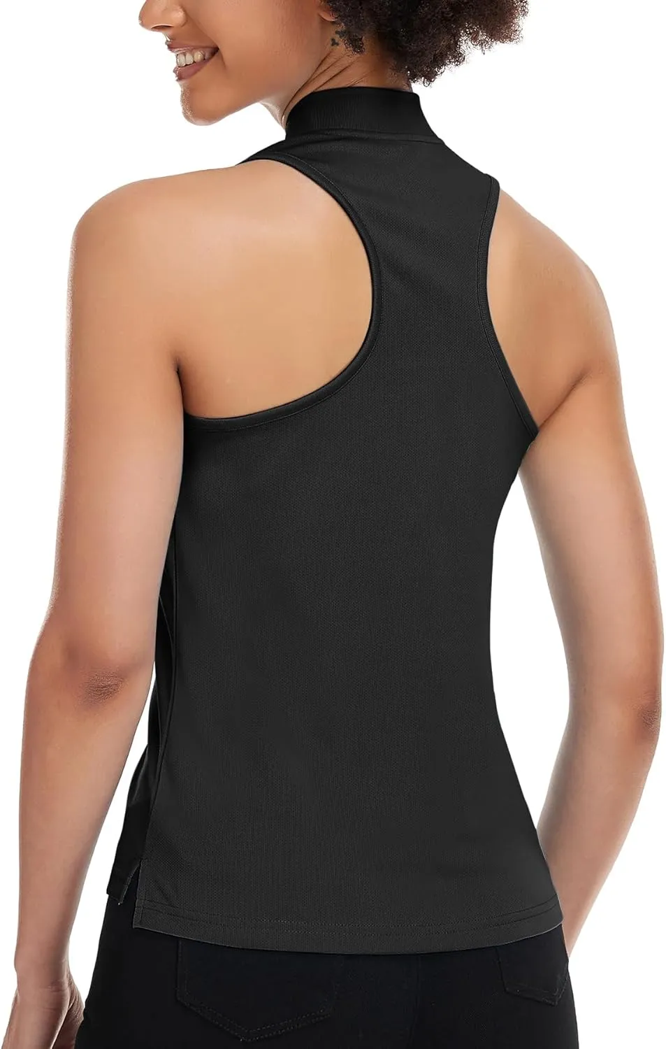 Women's Golf Shirt Sleeveless, V Neck Raceerback Polo Shirts Moisture Wicking, Quick Dry Ladies Tennis T Shirts