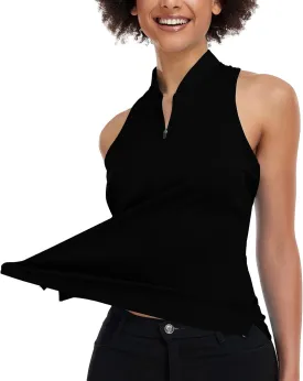 Women's Golf Shirt Sleeveless, V Neck Raceerback Polo Shirts Moisture Wicking, Quick Dry Ladies Tennis T Shirts
