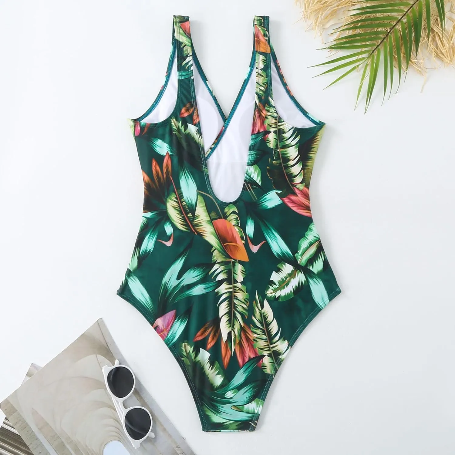 Women's One Piece Swimsuit with Cover up Set Beach Wrap Skirt Retro Floral Print Bathing Suit for Women Tummy Control