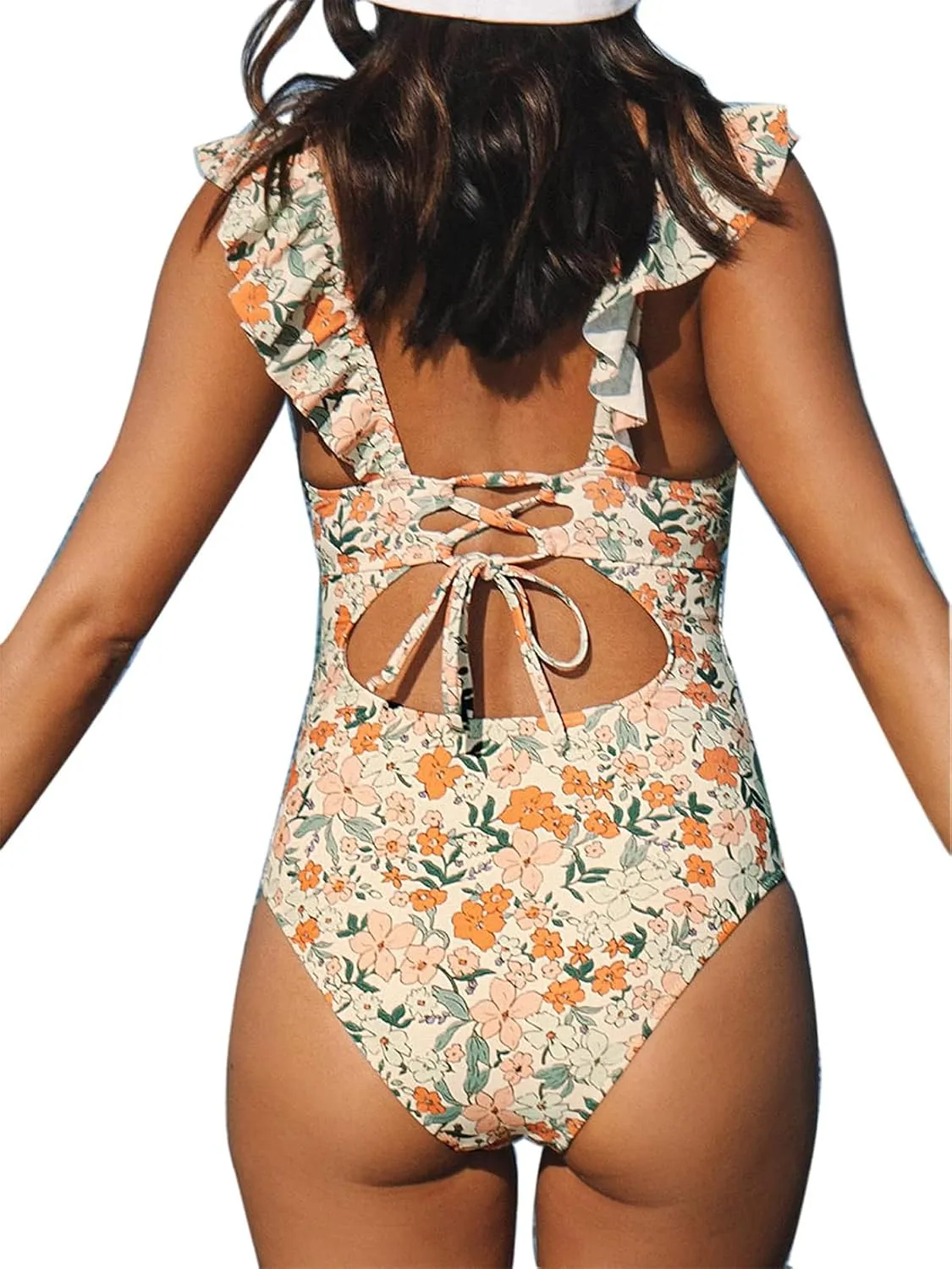 Women's One Piece Swimsuit with Cover Up Wrap Skirt, Floral Beach Swimsuit with Cover Up Set, Monokini Two Piece Bathing Suit