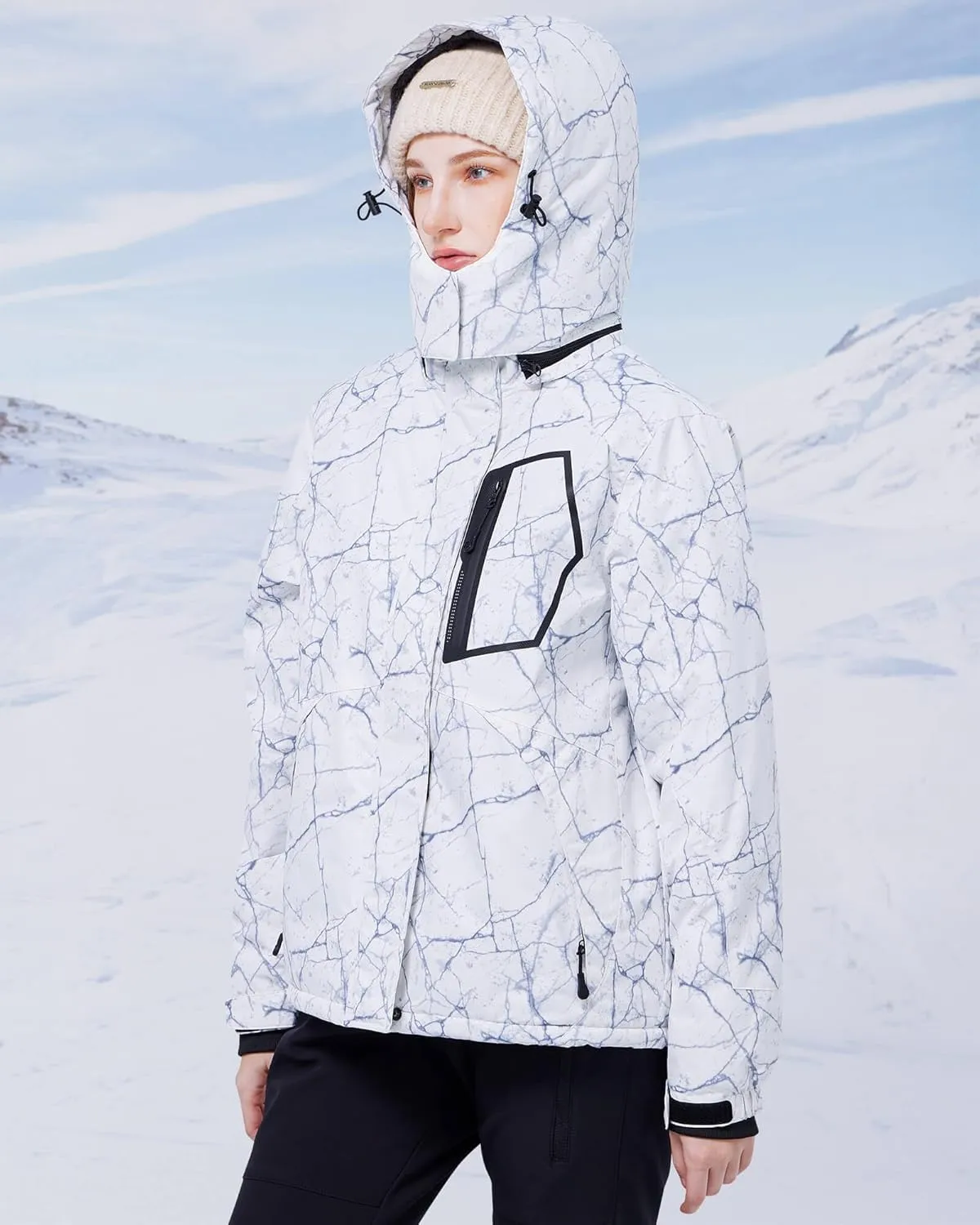 WULFUL Womens Waterproof Snow Ski Jacket Mountain Windproof Winter Coat with Detachable Hood
