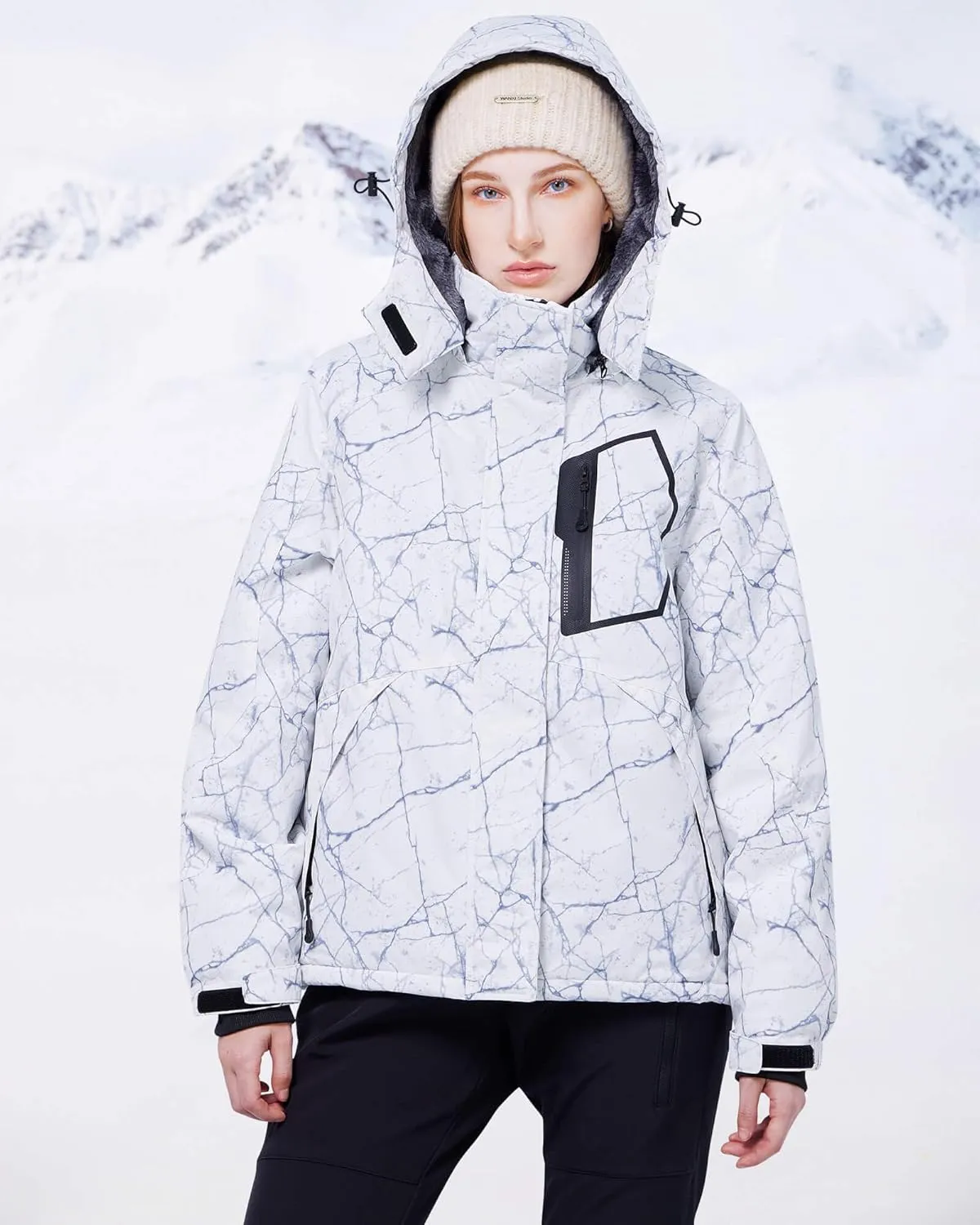 WULFUL Womens Waterproof Snow Ski Jacket Mountain Windproof Winter Coat with Detachable Hood