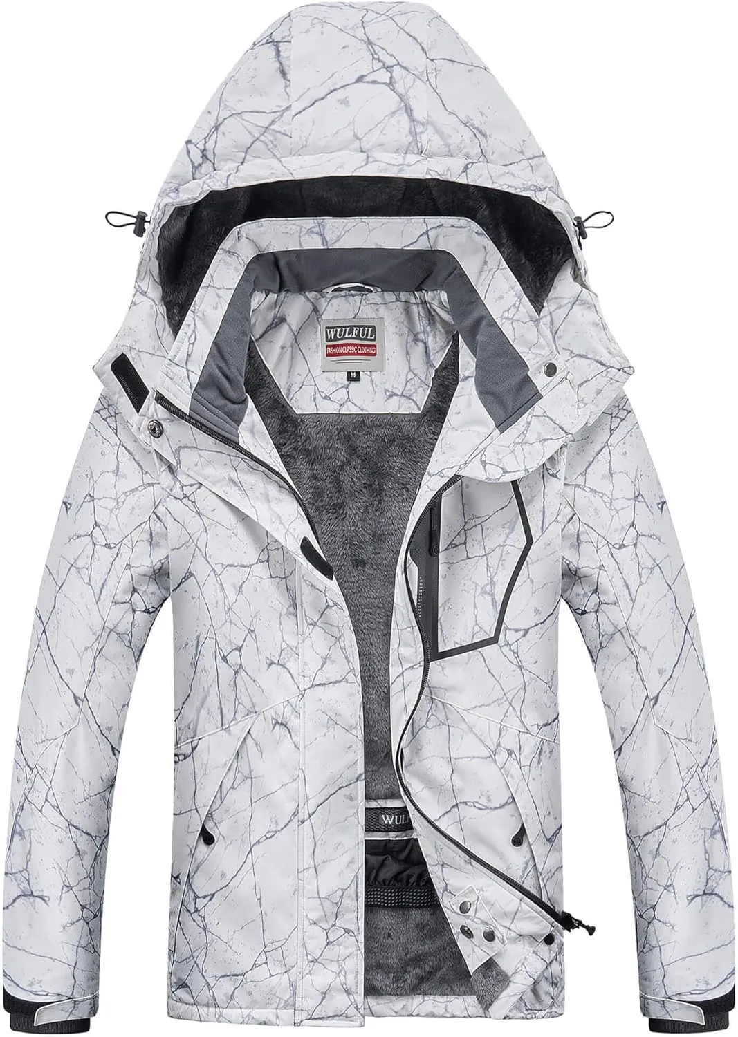 WULFUL Womens Waterproof Snow Ski Jacket Mountain Windproof Winter Coat with Detachable Hood